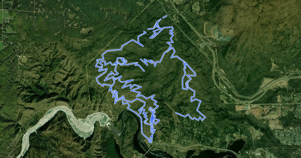 Маршрут Mission Creek Mountain Bike Trails на спутниковом снимке