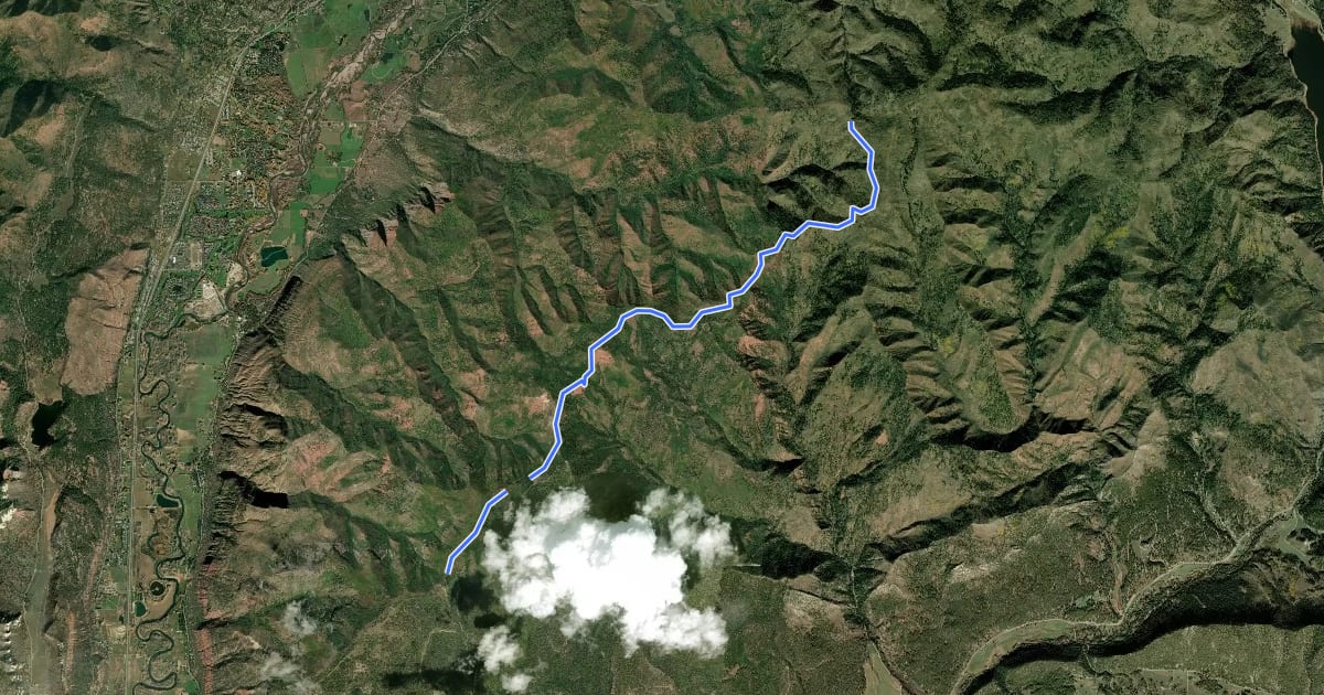 Маршрут Missionary Ridge Trail на спутниковом снимке