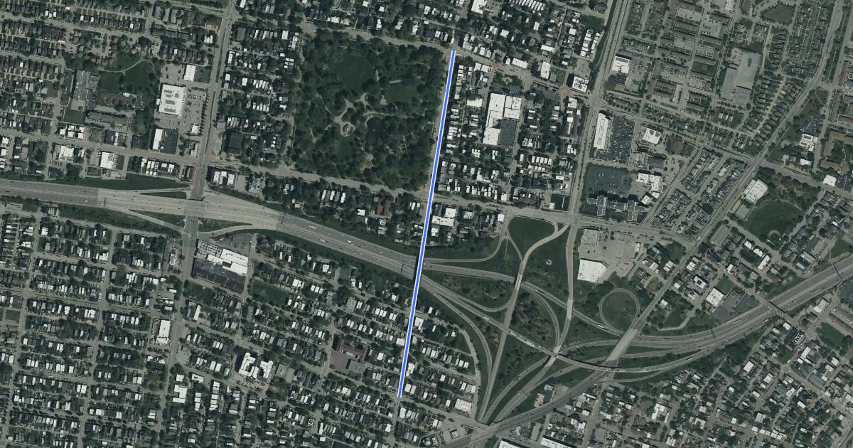 Маршрут Mississippi Avenue на спутниковом снимке