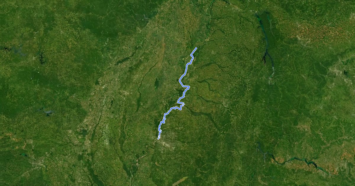 Маршрут Mississippi River Trail (Tennessee) на спутниковом снимке