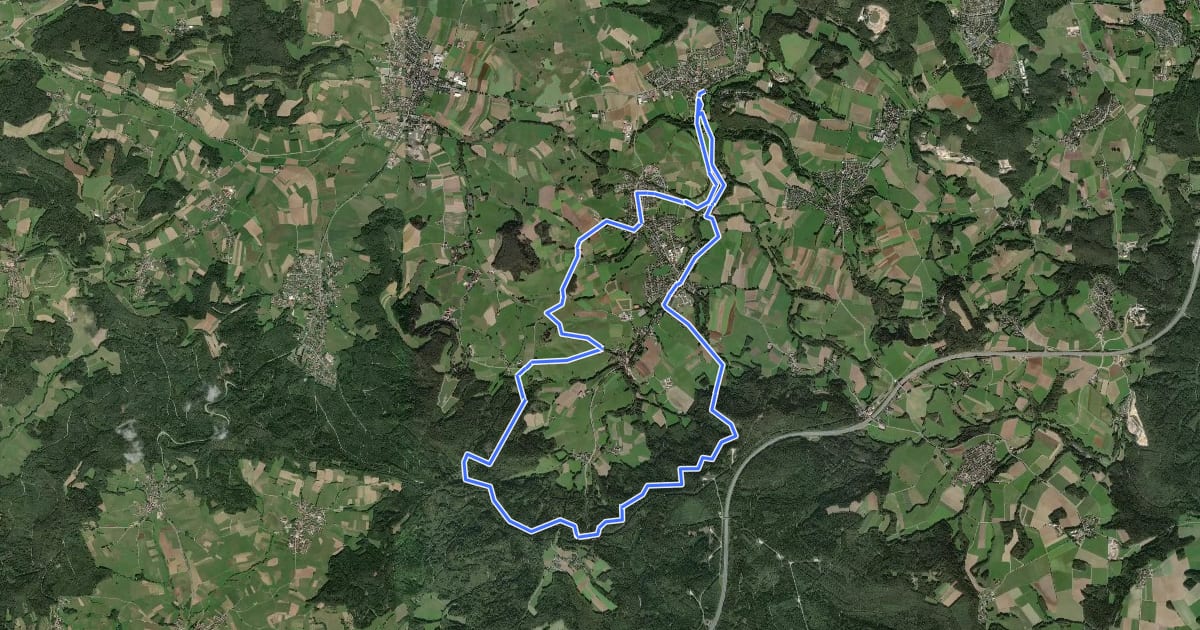 Маршрут Mistelbach Rundwanderweg "Auf den Spuren der Raubritter" на спутниковом снимке