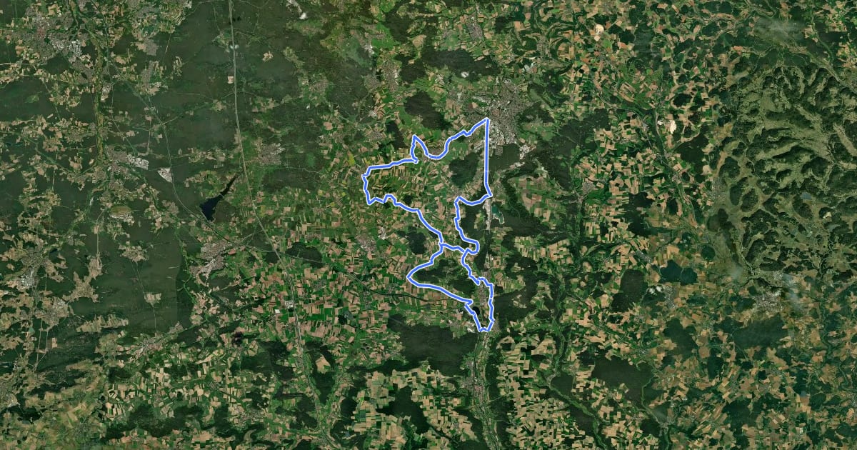 Маршрут Mit dem Rad ins Land der Zeugenberge на спутниковом снимке