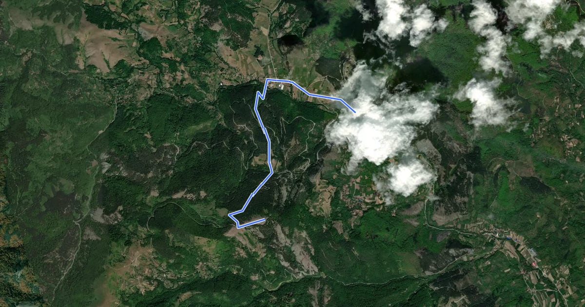 Маршрут Митрово поље - Врања стена на спутниковом снимке