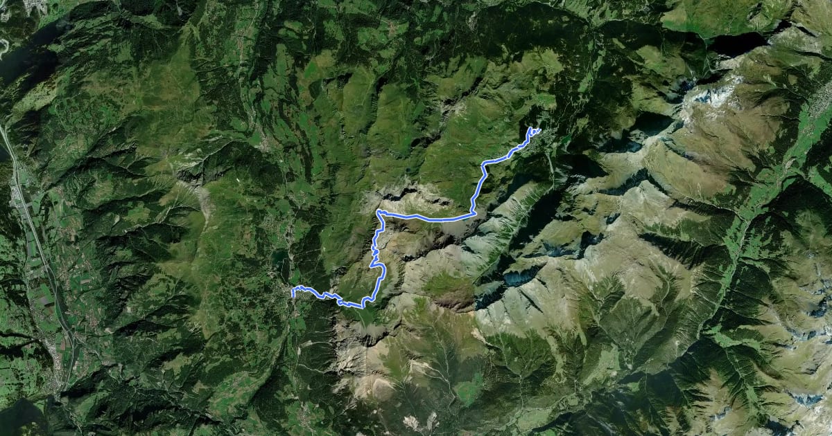 Маршрут Mittelbünden-Panoramaweg Stage 1 на спутниковом снимке