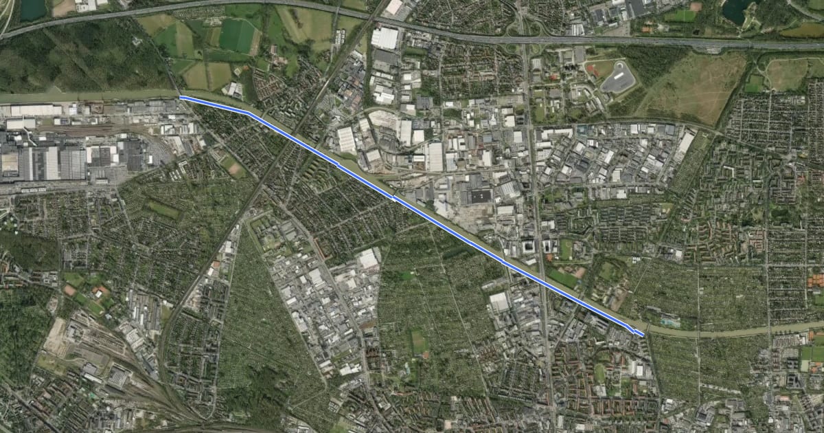 Маршрут Mittellandkanal на спутниковом снимке