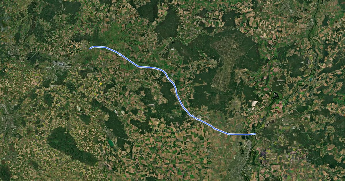 Маршрут Mittellandkanal Süd Abzweig Rühen (08) - Mittellandkanal östlich Elbe (55) на спутниковом снимке