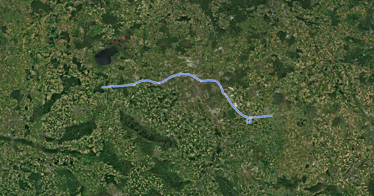 Маршрут Mittellandkanalroute на спутниковом снимке
