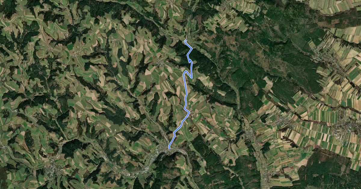 Маршрут Mitterbacherweg (Kirchschlag - Blumau) на спутниковом снимке
