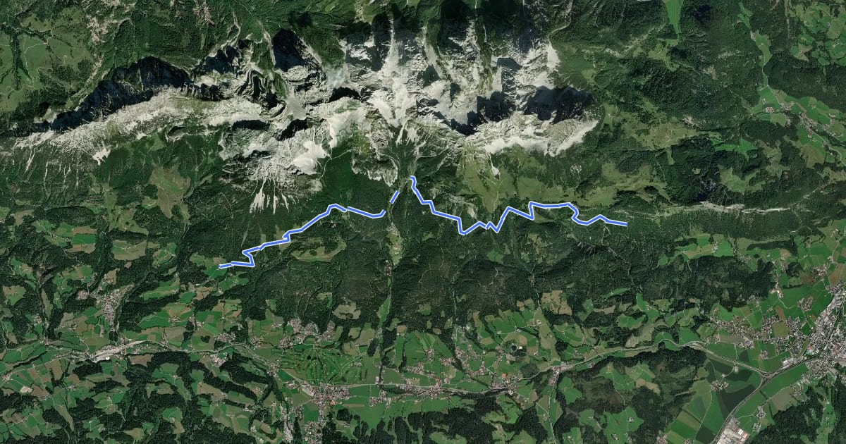 Маршрут Mittlerer Höhenweg на спутниковом снимке