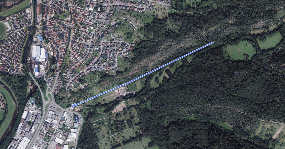 Маршрут Mittleres Laufbachtal - Unteres Laufbachtal на спутниковом снимке