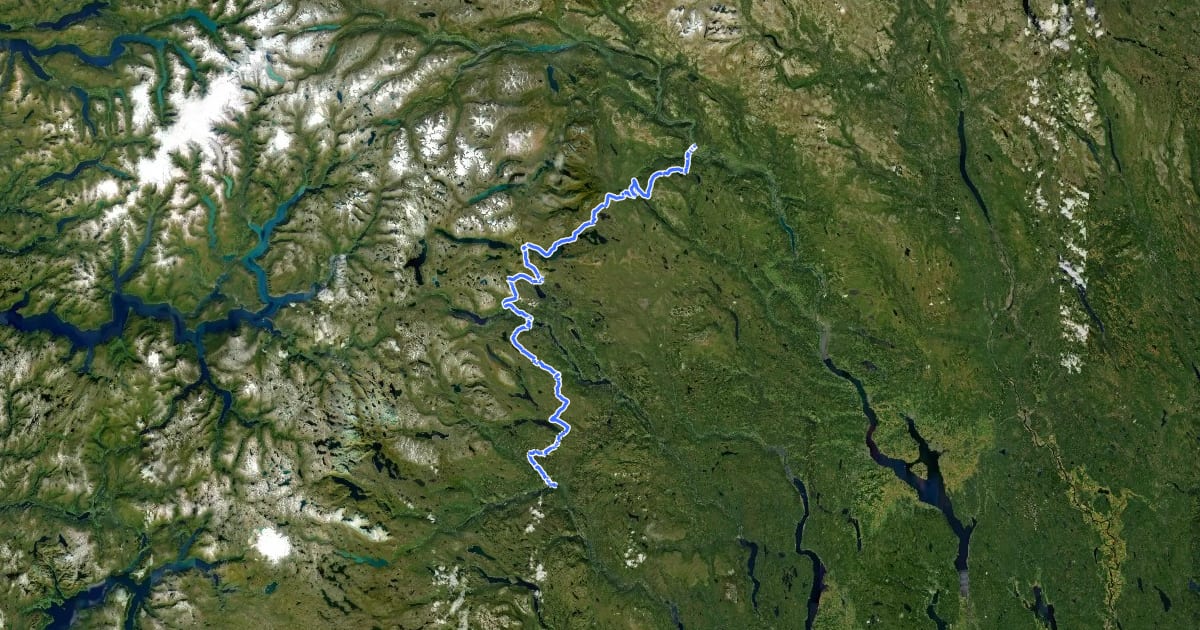 Маршрут Mjølkevegen via Slettefjell на спутниковом снимке