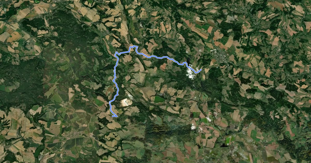 Маршрут Mladějov – Košov (blue trail) на спутниковом снимке