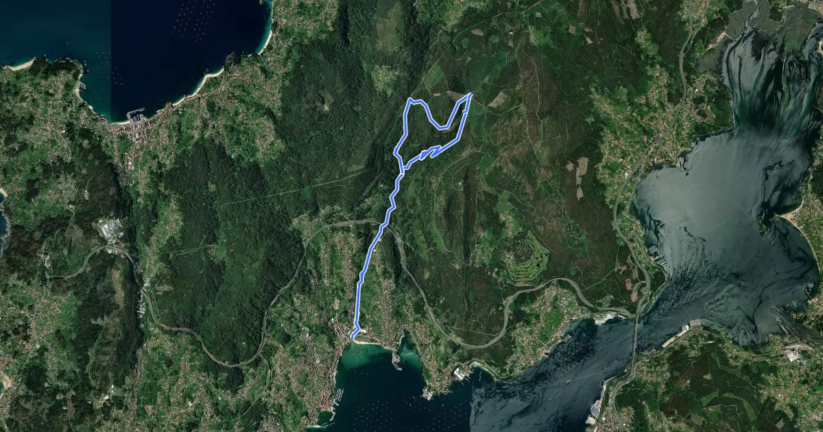 Маршрут Moaña na Mochila - Roteiro dos Muiños do Río da Fraga на спутниковом снимке