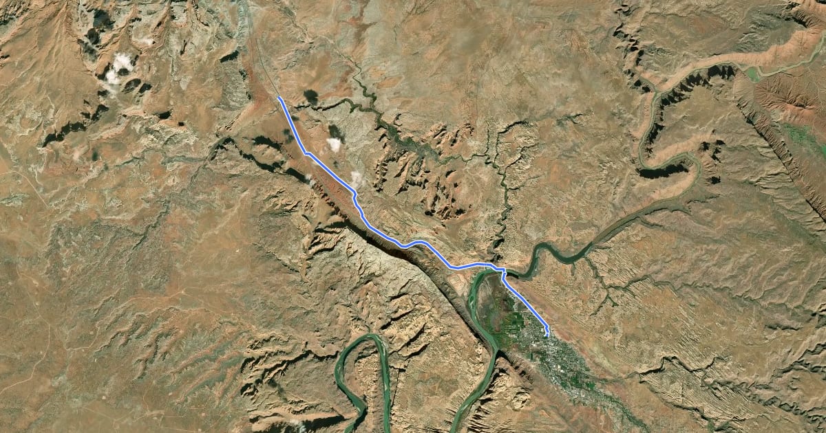 Маршрут Moab Canyon Pathway на спутниковом снимке