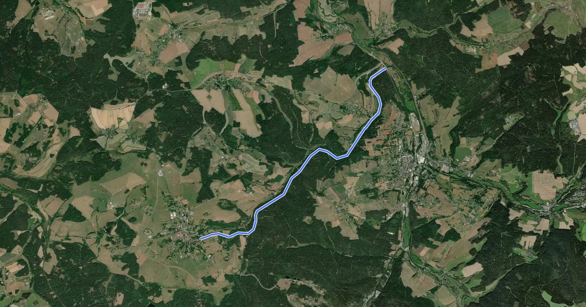 Маршрут Mockelbahn-Radweg на спутниковом снимке