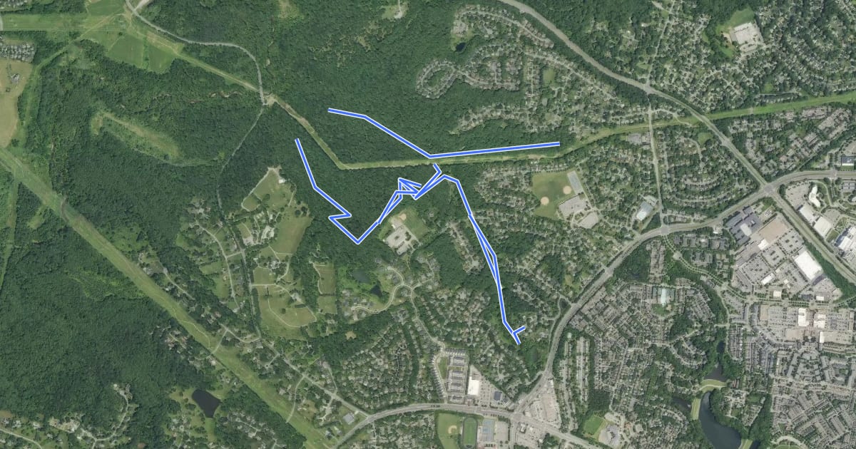 Маршрут MoCo Epic Hundred Miles на спутниковом снимке