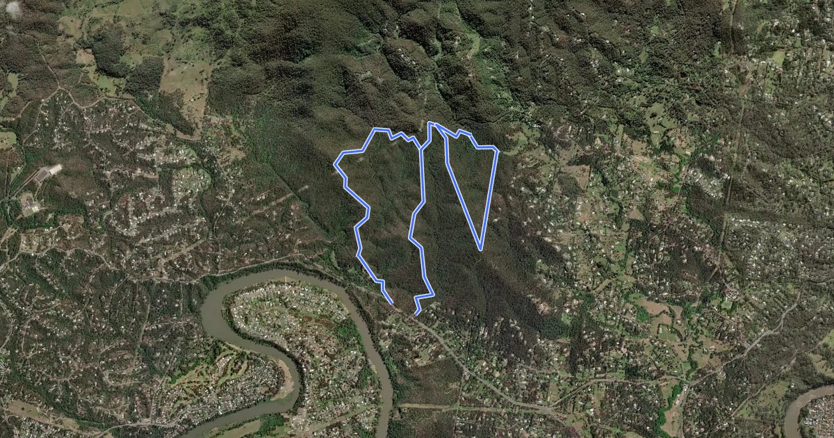 Маршрут Moggill Loop на спутниковом снимке