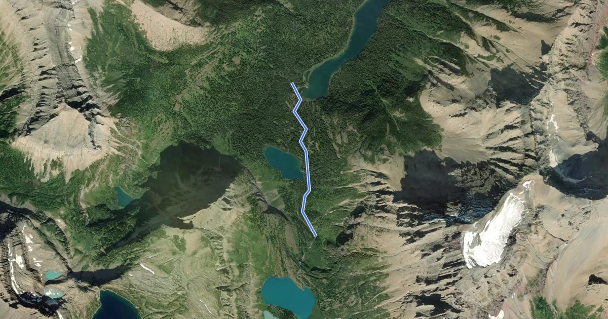 Маршрут Mokowanis Lake Trail на спутниковом снимке