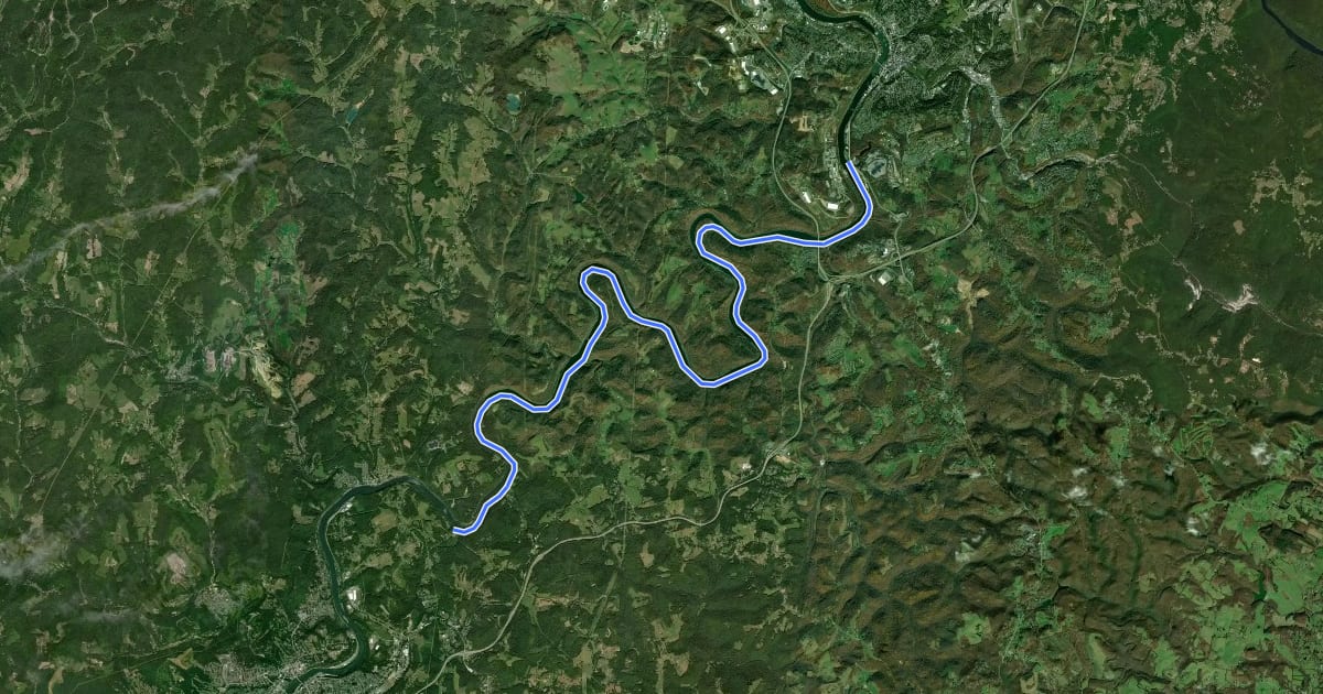 Маршрут Mon River Trail South на спутниковом снимке