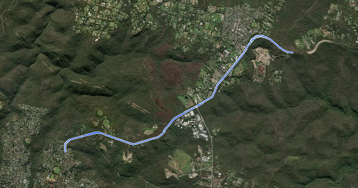 Маршрут Mona Vale Road на спутниковом снимке