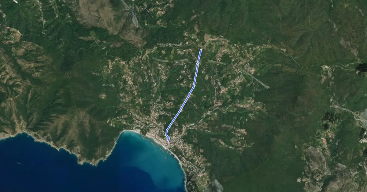 Маршрут Moneglia - Casale - Bracco на спутниковом снимке