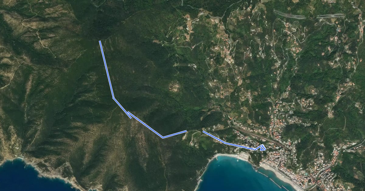 Маршрут Moneglia - Monte Moneglia на спутниковом снимке