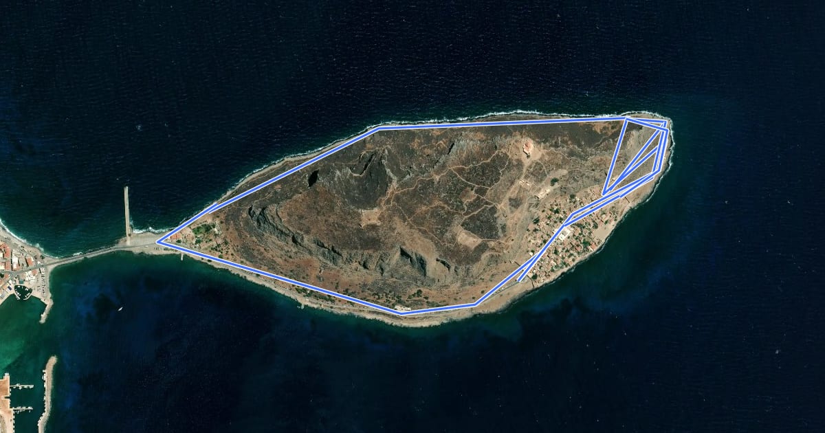 Маршрут Monemvasia islet loop на спутниковом снимке