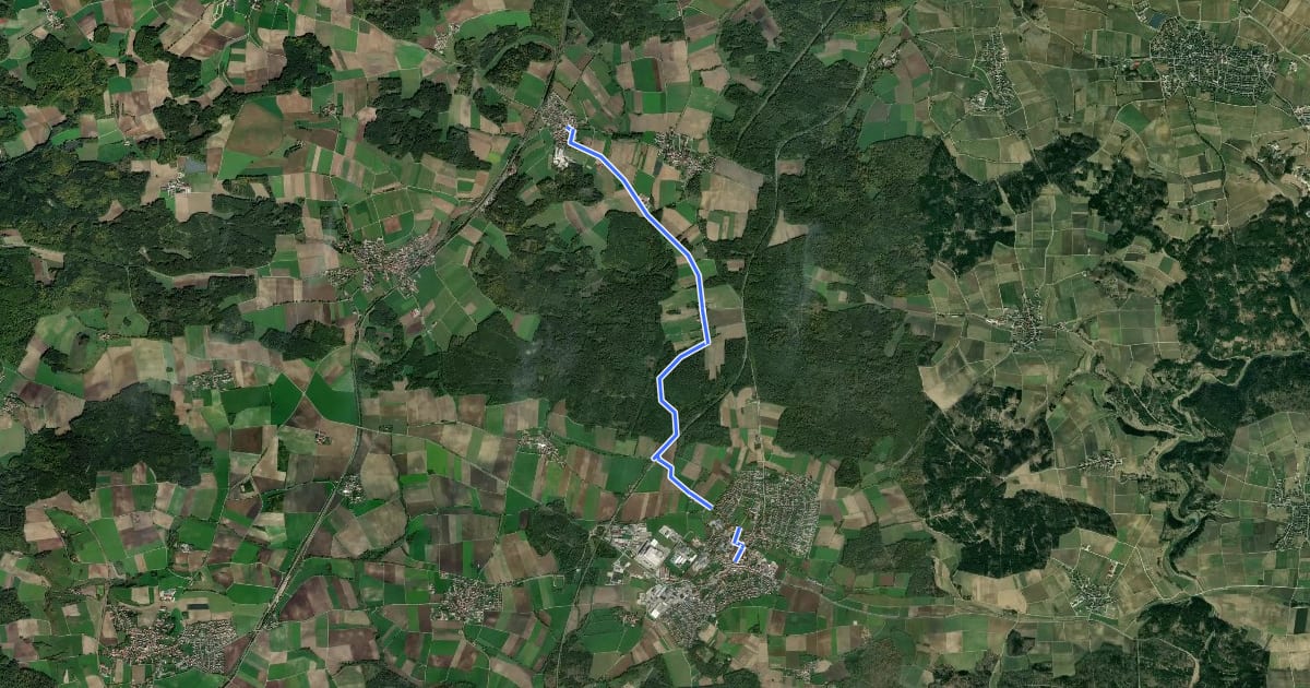 Маршрут Monheim-Weilheim на спутниковом снимке