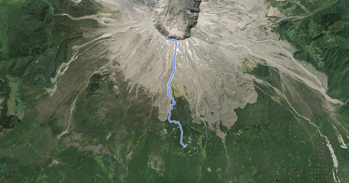 Маршрут Monitor Ridge Climbing Route на спутниковом снимке