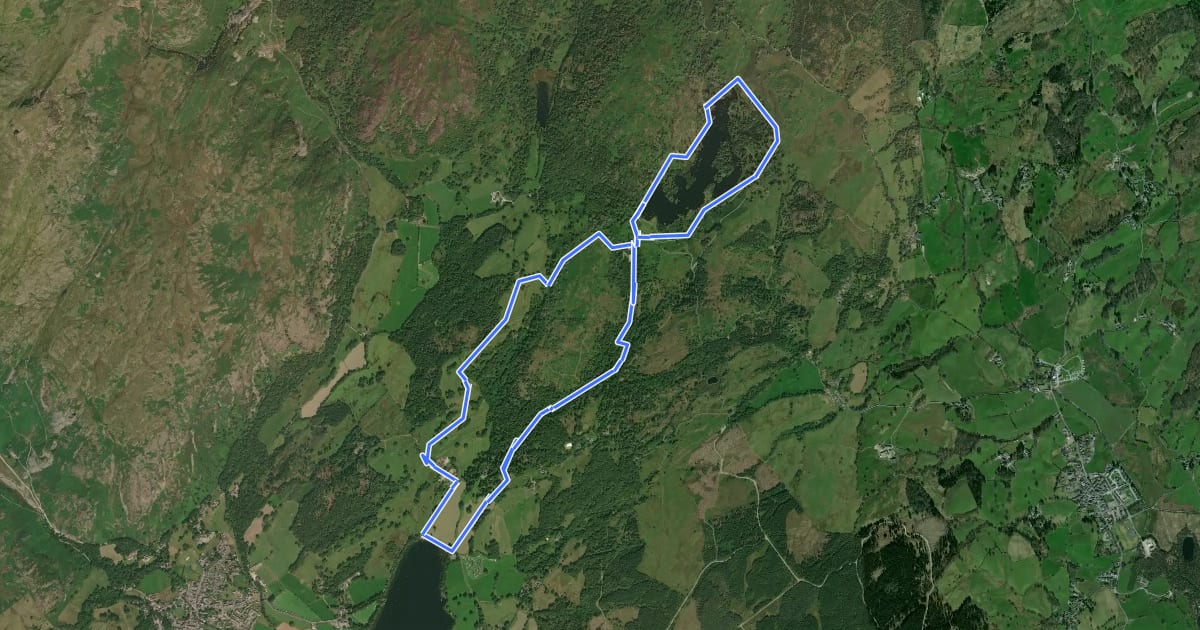 Маршрут Monk Coniston and Tarn Hows Trail, Tarn Hows and Coniston на спутниковом снимке