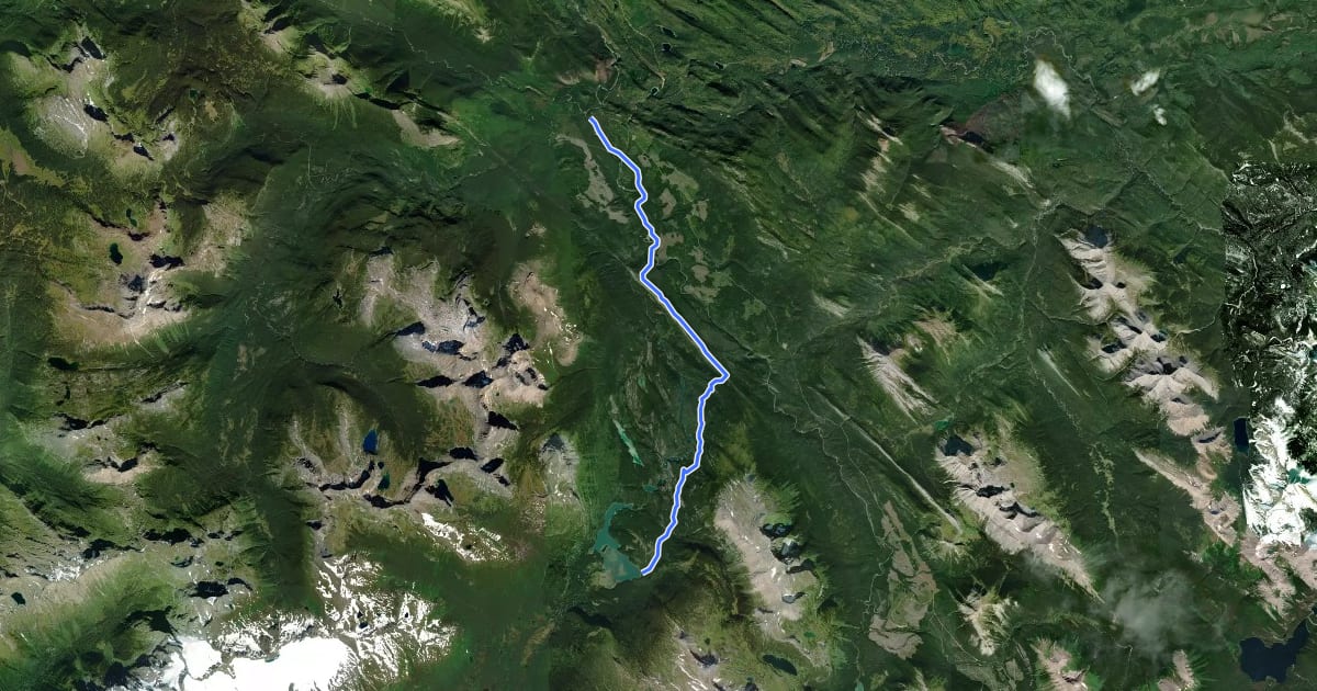 Маршрут Monkman Lake Trail на спутниковом снимке
