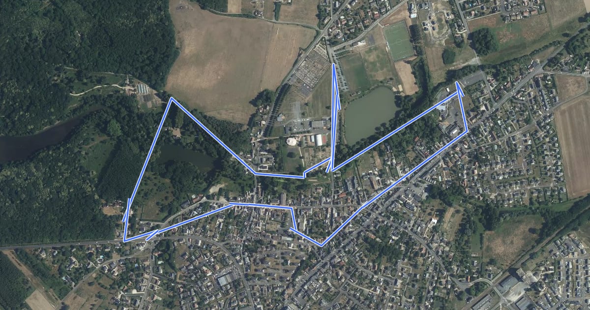 Маршрут Monnaie - Le Circuit Patrimoine на спутниковом снимке