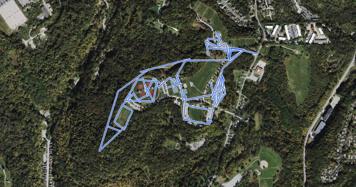 Маршрут Monroeville Community Park Trails на спутниковом снимке