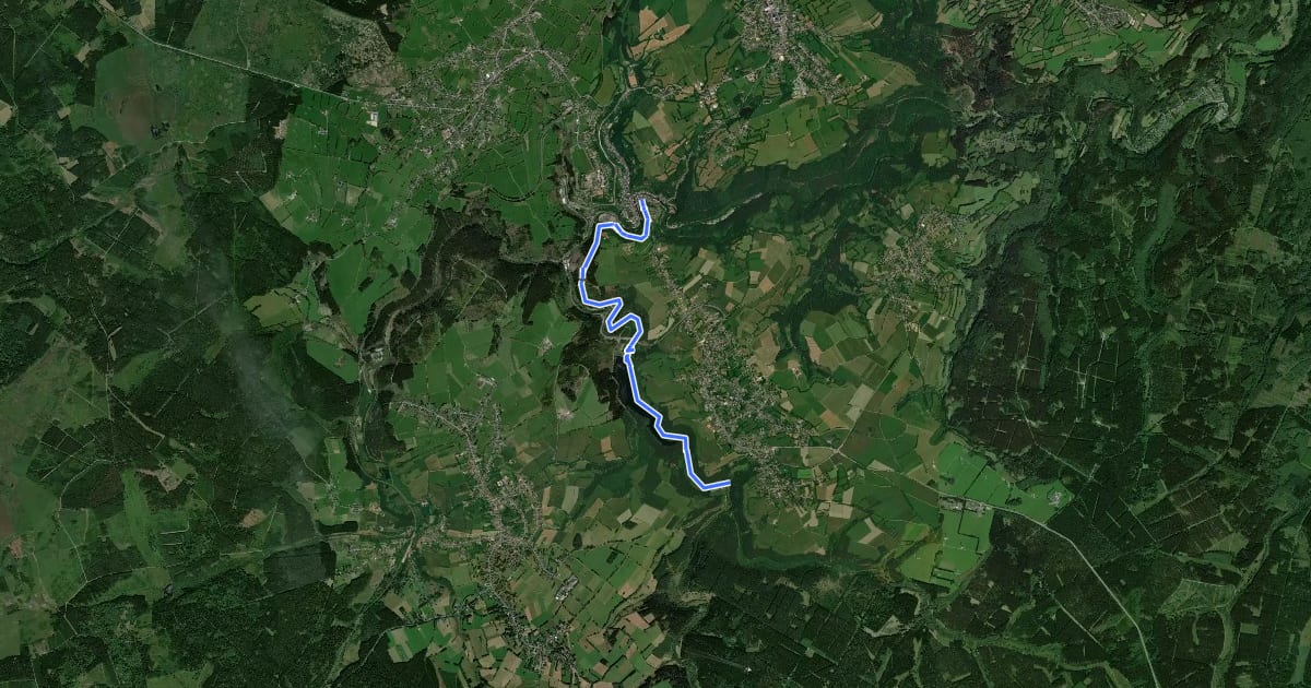 Маршрут Monschauer Nationalpark-Wanderweg "Wasser, Wolle, Schieferstein" на спутниковом снимке
