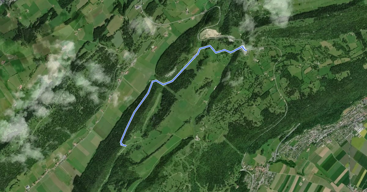 Маршрут Mont Dar - Vue des Alpes на спутниковом снимке