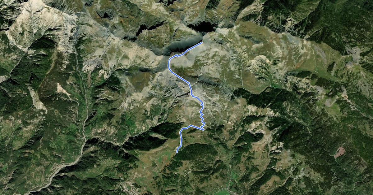 Маршрут Mont Mounier на спутниковом снимке