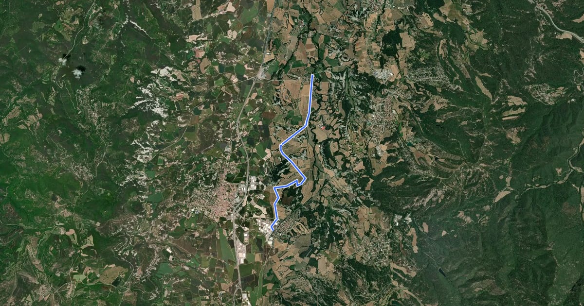 Маршрут Mont-rodon - Sant Miquel de Balenyà на спутниковом снимке