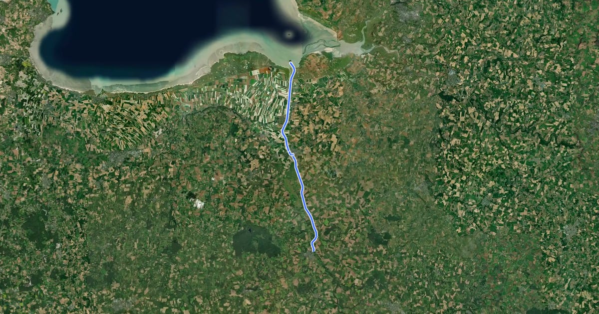Маршрут Mont-Saint-Michel - Antrain на спутниковом снимке
