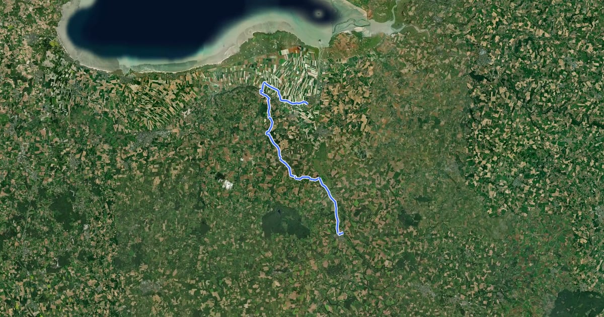 Маршрут Mont-Saint-Michel - Fougères на спутниковом снимке