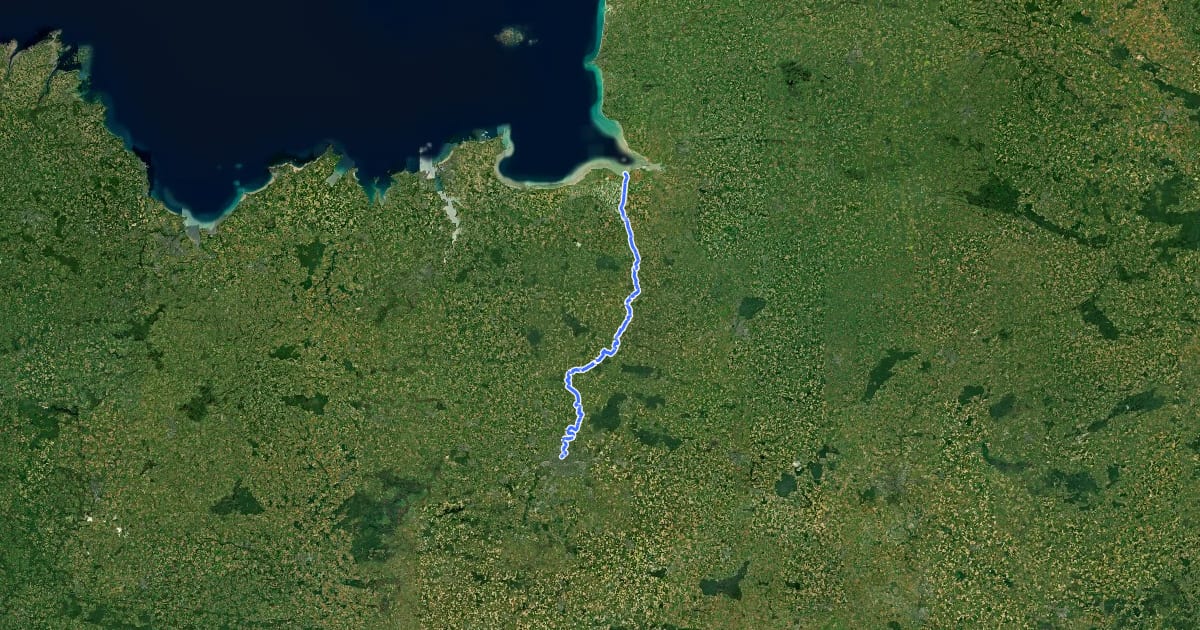 Маршрут Mont-Saint-Michel - Rennes на спутниковом снимке