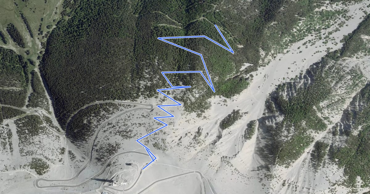 Маршрут Mont Ventoux - Les Mélèzes на спутниковом снимке
