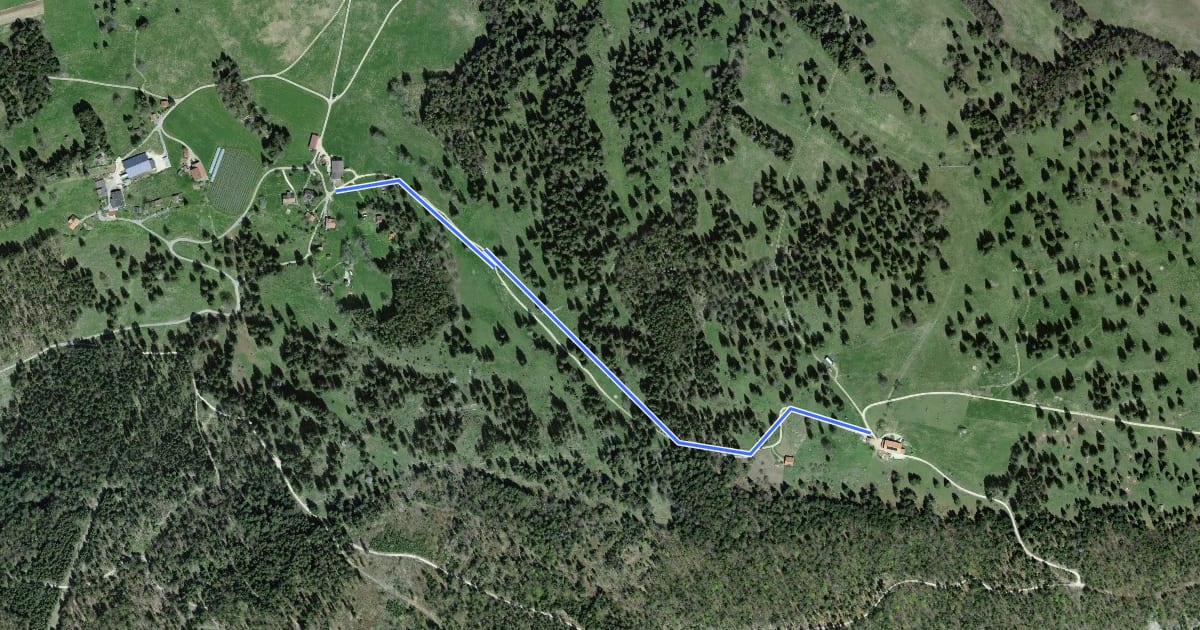 Маршрут Montagne de Saules - Bergerie de Loveresse на спутниковом снимке