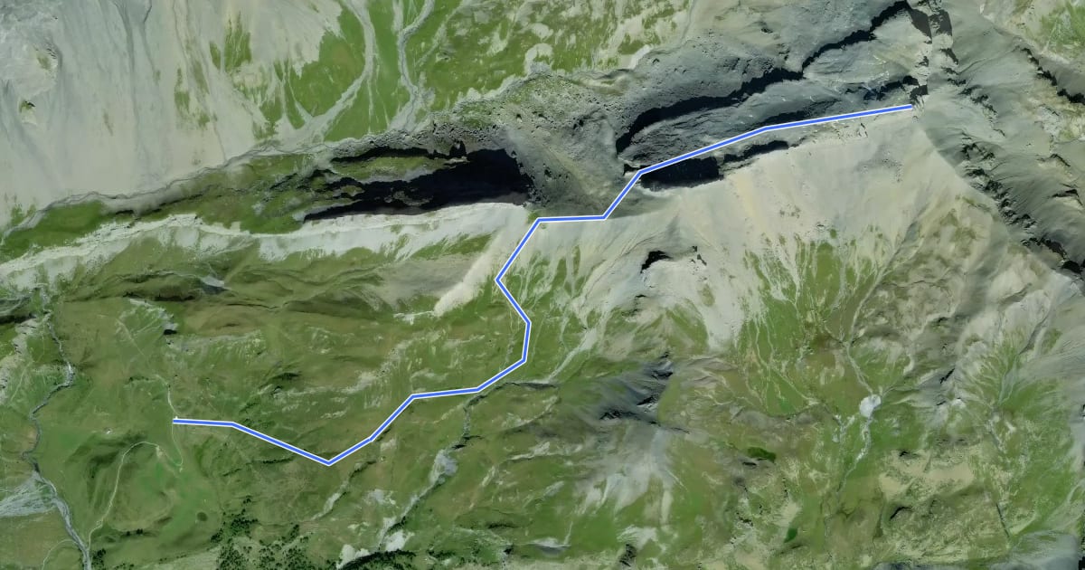 Маршрут Montagne du Plan - Trubelstock на спутниковом снимке