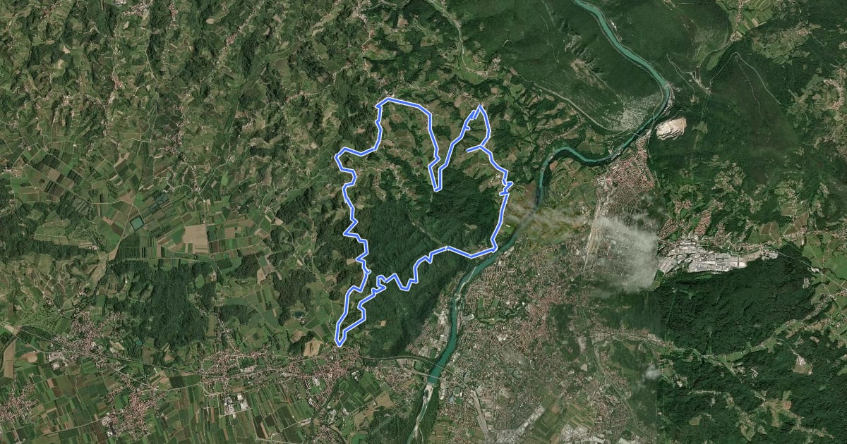 Маршрут Monte Calvario-Podgora e del Collio Goriziano на спутниковом снимке