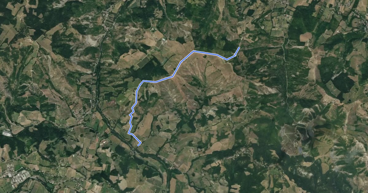 Маршрут Monte di Sopra-Bottegaro-Monte Evangelo на спутниковом снимке