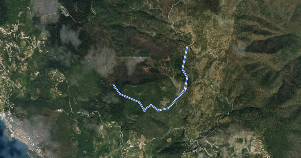 Маршрут Monte Gaggi - Pian Pontasco - S.P. 64 на спутниковом снимке