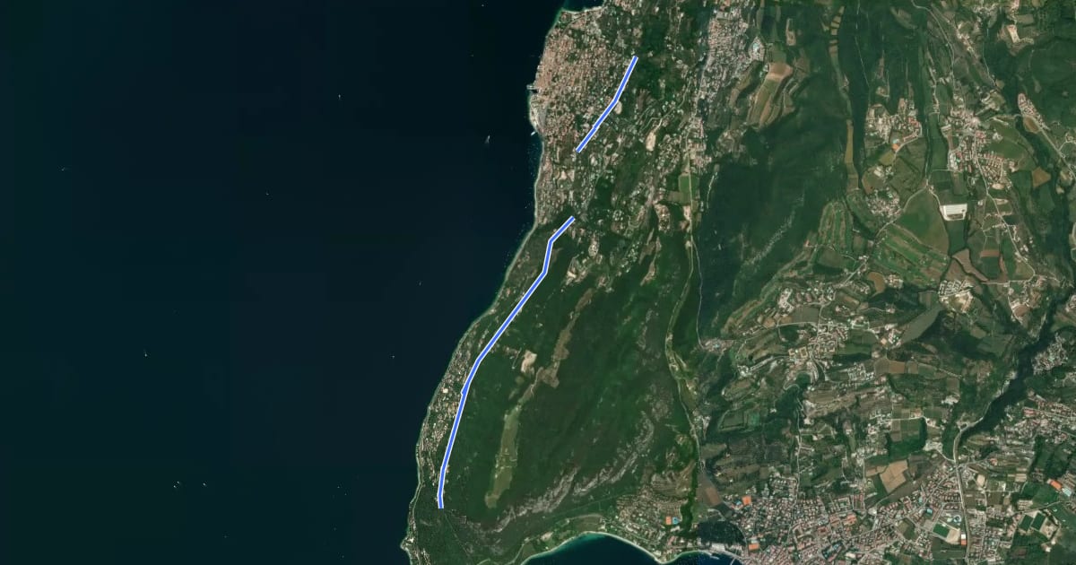 Маршрут Monte Luppia на спутниковом снимке