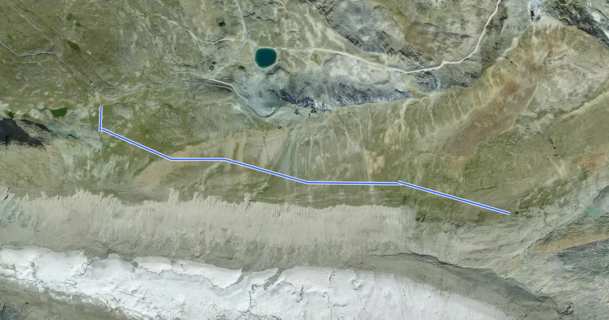Маршрут Monte Rosa Hütte Weg на спутниковом снимке