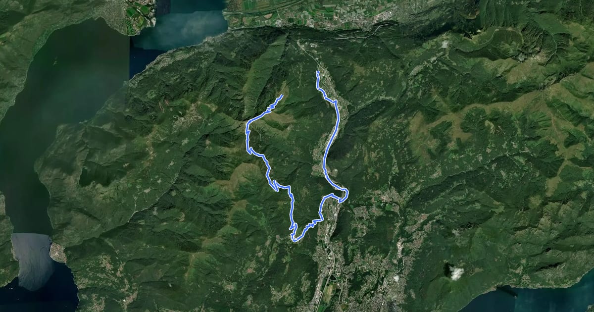 Маршрут Monte Tamaro Bike на спутниковом снимке