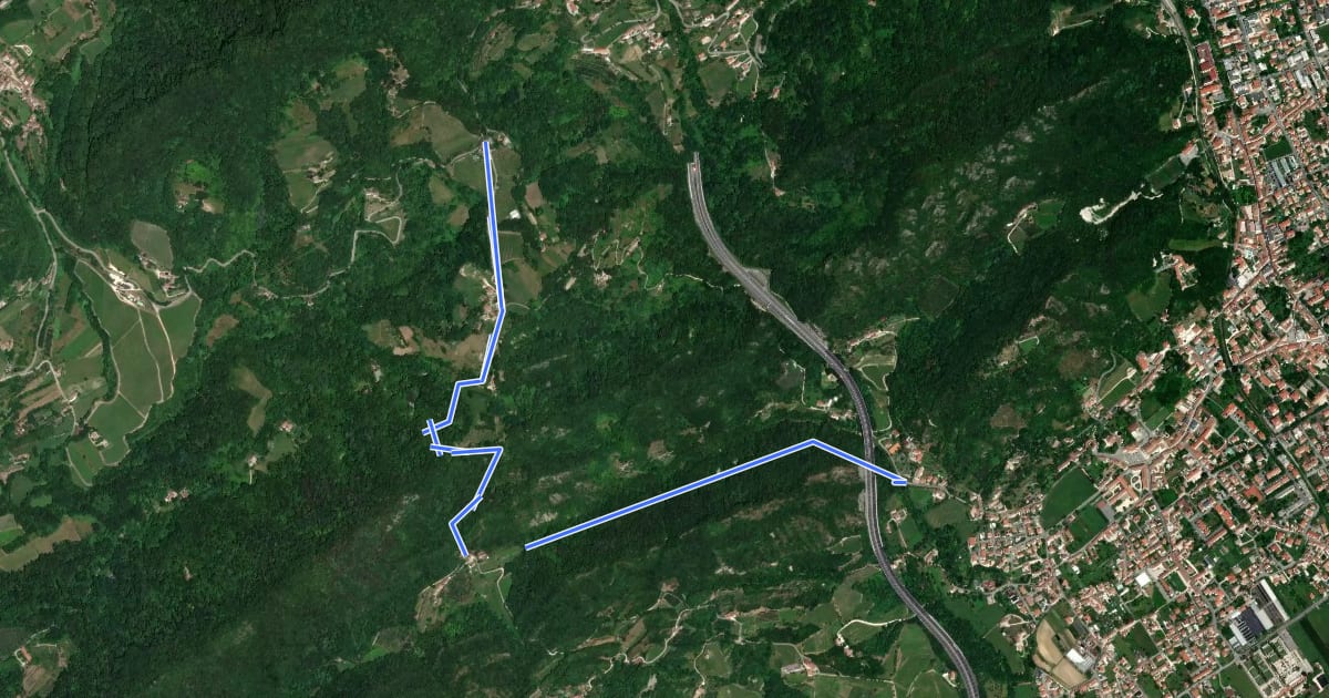 Маршрут Montebello - Borgo Castagnè - Monte Baldo - Borgo Vignola на спутниковом снимке